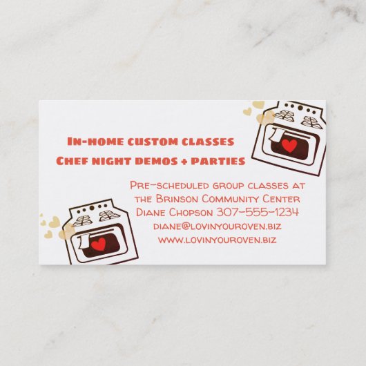 retro-love oven bakery catering chef visitekaartje (Achterkant)