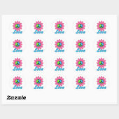 Retro Love Peace Flower Ronde Sticker (Vel)