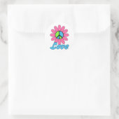 Retro Love Peace Flower Ronde Sticker (Tas)