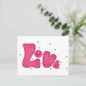 Retro Love Pink Fuchsia  Hippy Briefkaart (Staand voorkant)