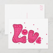 Retro Love Pink Fuchsia  Hippy Briefkaart (Voorkant / Achterkant)