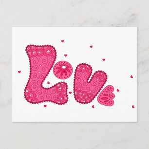 Retro Love Pink Fuchsia Hippy Briefkaart