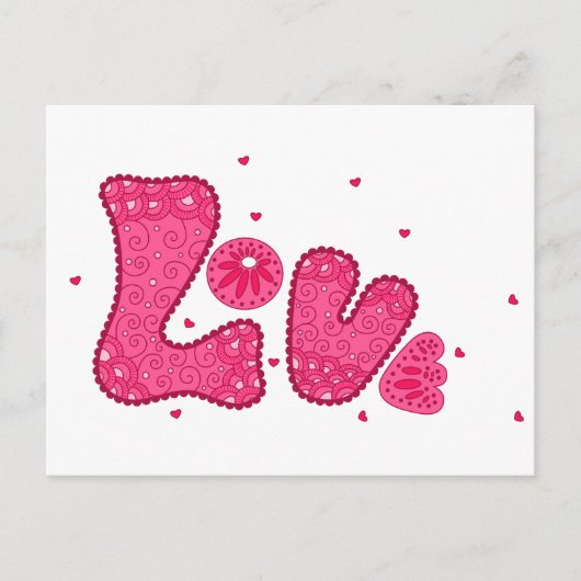 Retro Love Pink Fuchsia  Hippy Briefkaart (Voorkant)