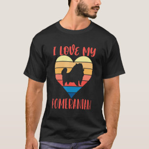 Retro Love Pomeranian Heart Pam Pom German Spitz T-shirt