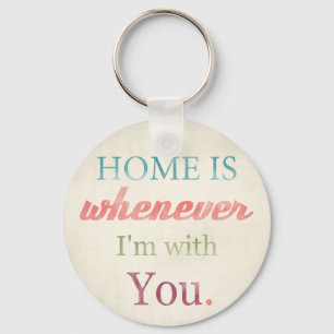 Retro Love Quote Sleutelhanger, Home is wanneer ik Sleutelhanger