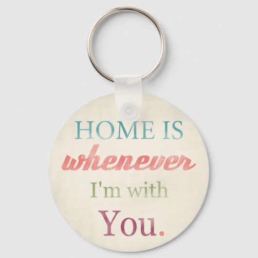 Retro Love Quote Sleutelhanger, Home is wanneer ik Sleutelhanger (Voorkant)