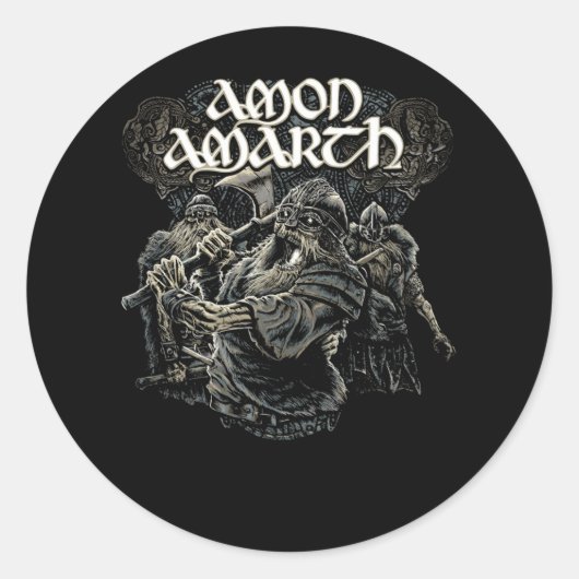 Retro Love Rock Amon Amarth Fan Art Design Ronde Sticker (Voorkant)