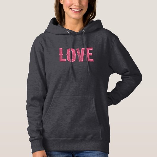 Retro Love -  roze verdrietige typografie Hoodie (Voorkant)