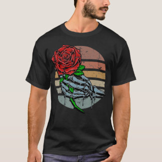 Retro Love Skeleton Hand Holding Aesthetische Rode T-shirt