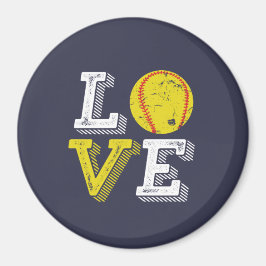  Retro Love Softball Sportteam en coach Magneet