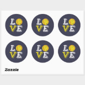  Retro Love Softball Sportteam en coach Ronde Sticker (Vel)