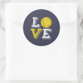  Retro Love Softball Sportteam en coach Ronde Sticker (Tas)