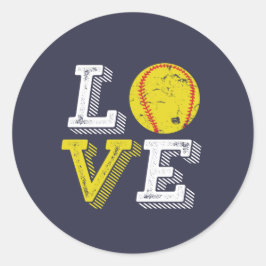  Retro Love Softball Sportteam en coach Ronde Sticker