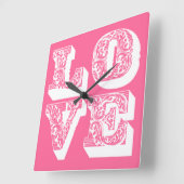 Retro LOVE Square Vierkante Klok (Hoek)