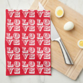 Retro LOVE Squares Theedoek (Quarter Fold)