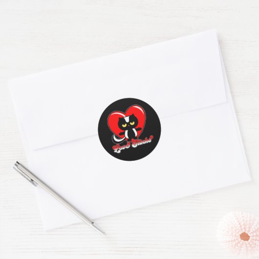 Retro Love stinkt Ronde Sticker (Envelop)