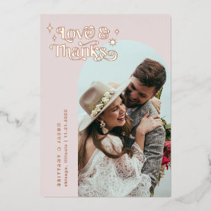 Retro Love & Thanks Stars Folie Uitnodiging