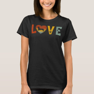Retro Love Thécute Dachshund Dog Graphic Valen T-shirt