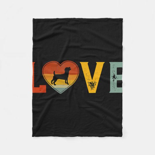 Retro Love Thed Jack Russell Terrier Dog Valenti Fleece Deken (Voorkant)