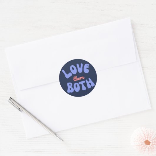 Retro Love Them Both Tekst Sticker (Envelop)