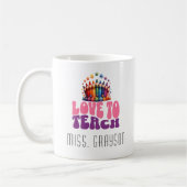 Retro 'Love to Teach' Crayon Ontwerp Leraar Naam Koffiemok (Links)