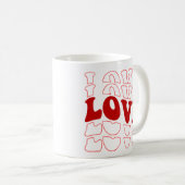 Retro LOVE Typografie Red Design Koffiemok (Voorkant rechts)