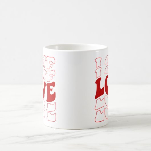 Retro LOVE Typografie Red Design Koffiemok (Center)