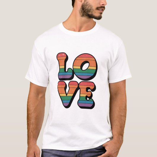 Retro Love Typography Shirt –  jaren 70 stijl (Voorkant)