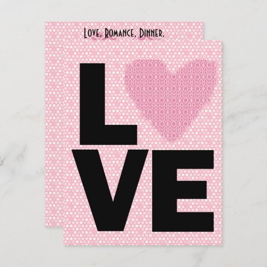 Retro Love Valentijnsdag Party Kaart (Voorkant / Achterkant)