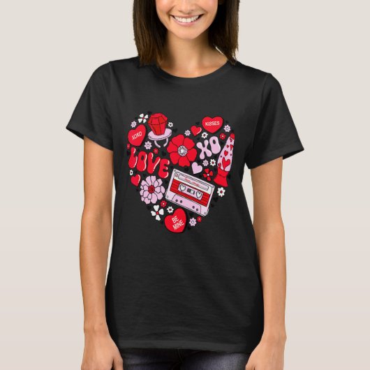 Retro Love Valentines Day Xoxo Conversation Hearts T-shirt (Voorkant)