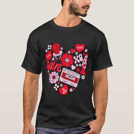 Retro Love Valentines Day Xoxo Conversation Hearts T-shirt (Voorkant)