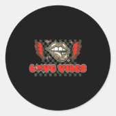 Retro Love Vibes Leopard Lip Valentine Lightning B Ronde Sticker (Voorkant)