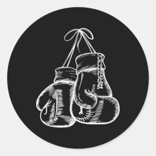 Retro Love White Boxing Gifts Boxer Gift Ronde Sticker