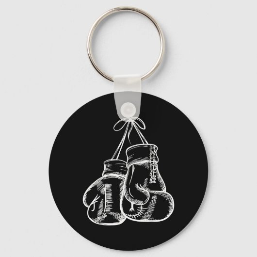 Retro Love White Boxing Gloves Boxer Gift Sleutelhanger (Voorkant)