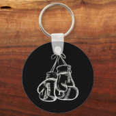 Retro Love White Boxing Gloves Boxer Gift Sleutelhanger (Voorkant)