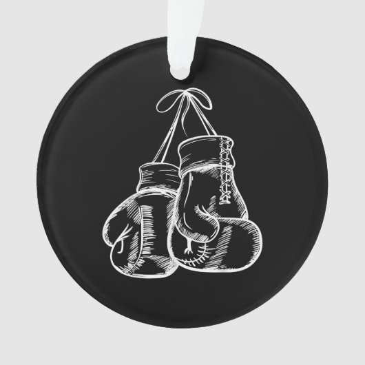 Retro Love White Boxing Gloves Gifts Boxer Gift  Ornament (voorkant)
