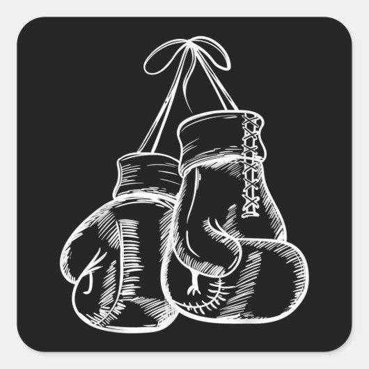 Retro Love White Boxing Gloves Gifts Boxer Gift Vierkante Sticker (Voorkant)