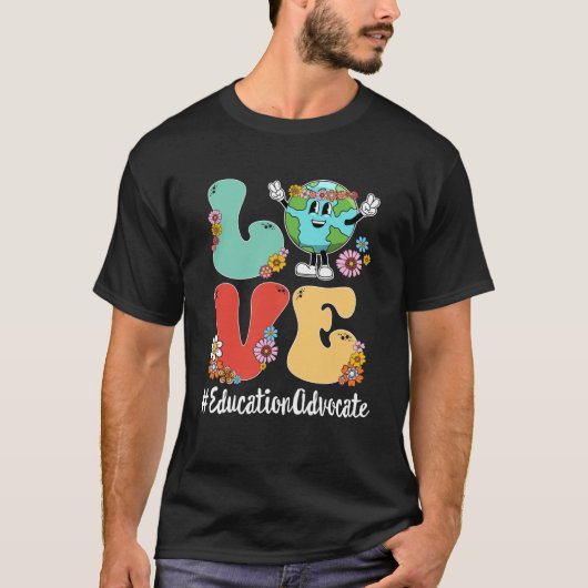 Retro Love World Earth Day 2023 Educatie Advocate T-shirt (Voorkant)