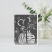 Retro Love You Bubbly Hearts Cats in Love Briefkaa Briefkaart (Staand voorkant)