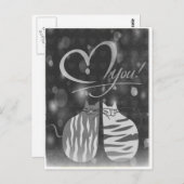 Retro Love You Bubbly Hearts Cats in Love Briefkaa Briefkaart (Voorkant / Achterkant)