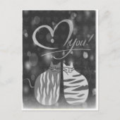 Retro Love You Bubbly Hearts Cats in Love Briefkaa Briefkaart (Voorkant)