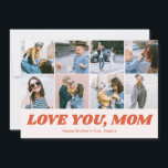 Retro Love You Mom 12 Photo Collage Pink Feestdagenkaart<br><div class="desc">Elegant Mother's Day greeting card.'</div>