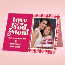 Retro Love You Mom Gepersonaliseerde Foto Moederda