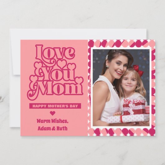 Retro Love You Mom Gepersonaliseerde Foto Moederda Kaart (Voorkant)