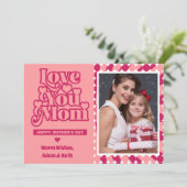 Retro Love You Mom Gepersonaliseerde Foto Moederda Kaart (Staand voorkant)