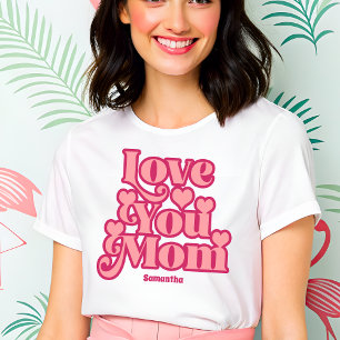 Retro Love You Mom Gepersonaliseerde Moederdag Tri-Blend Shirt