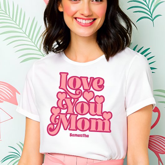 Retro Love You Mom Gepersonaliseerde Moederdag Tri-Blend Shirt