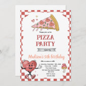Retro love you two pizza invitation kaart (Voorkant / Achterkant)