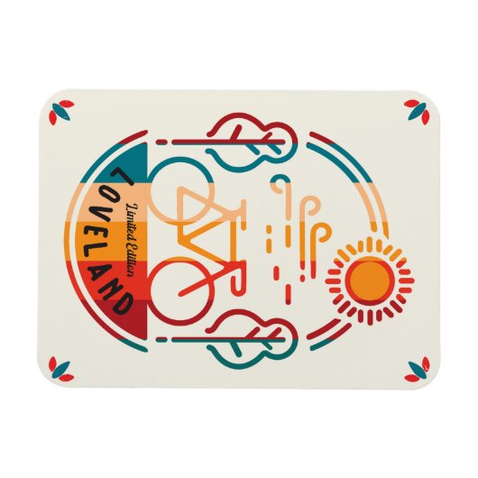 Retro Loveland Fietsroute Magneet (Horizontaal)