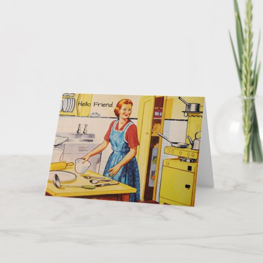 Retro Lover Thinking of You Friend Wenskaart Kaart (Voorkant)